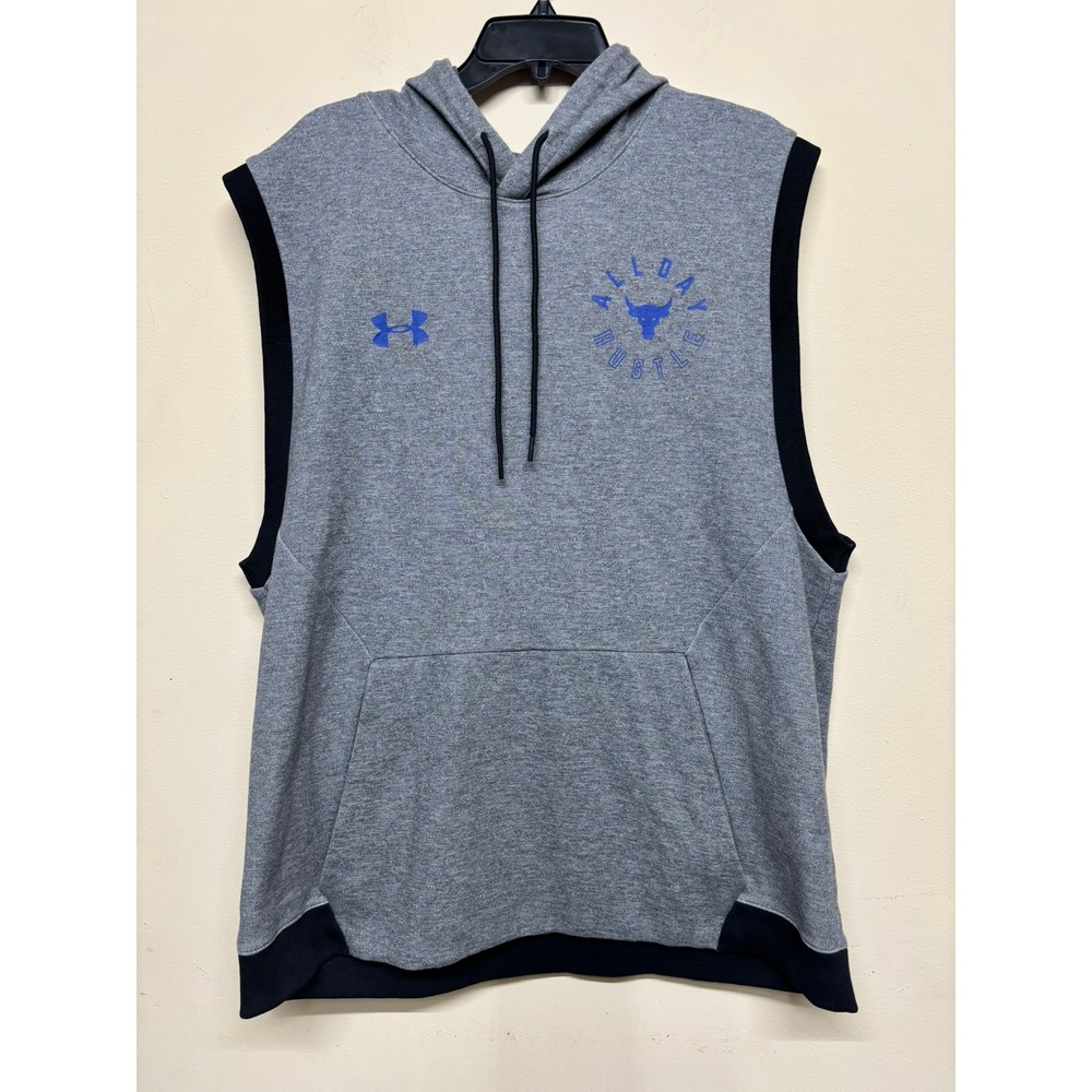 Under Armour Sleeveless Hoodie 2XL Gray All Day Hustle UA Training Vest Dwayne‎